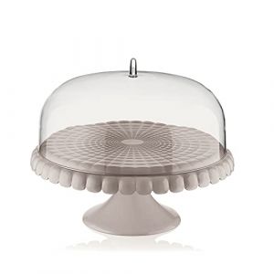 Guzzini Tiffany, Présentoir à Gâteaux avec Cloche - Gris Tourterelle, Ø 36 x h28 cm - 199400158