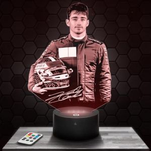 Lampe 3D - Charles Leclerc Pilote - Accessoire Figurine Cadeau Charles Leclerc Pilote - Veilleuse Led Tactile TOP