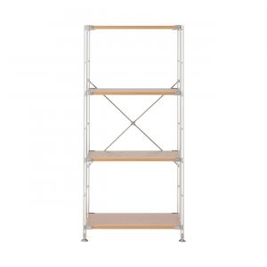 &Eacute;tag&egrave;re en acier inoxydable plaqu&eacute;e ch&ecirc;ne &eacute;troite ‐ 4 niveaux (Dont Eco‐part. 1,80 &euro;)