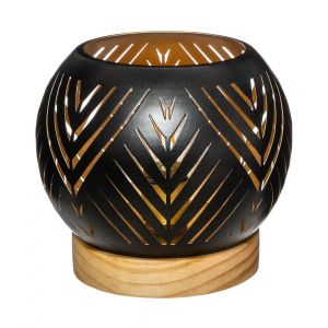 Atmosphera Photophore Boule LED en Bois et M&eacute;tal