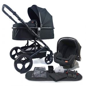 Pixini Poussette 3 en 1 KALANI, Trio, Enfant, Siège Auto, Accessoires (Noir)