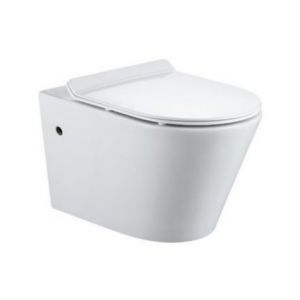 Cuvette Suspendue sans bride SINTRA - Blanc - Sortie Horizontale avec abattant slim soft close en Duroplast déclipsable - Bathco