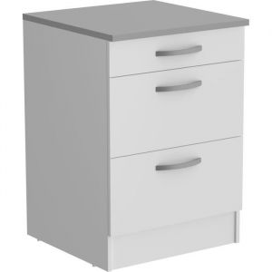 OSLO Meuble Bas 3 tiroirs + plan - Décor blanc - L 60 x P 60 x H 86 cm