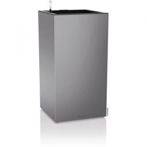 Lechuza Pot de fleur Canto Premium Colonne 40 - kit complet LED, argent métallisé