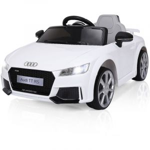Voiture audi ttrs electrique pour enfants 12v max. 5 km/h double porte avec télécommande 2.4g blanc