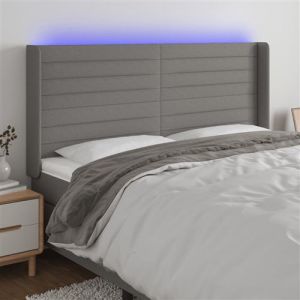 VidaXL Hoofdbord LED 183x16x118/128 cm stof donkergrijs3124203