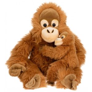 Peluche orang-outan avec bébé, assis - 30 cm - Uni-Toys