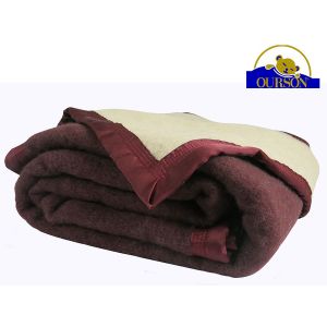 Homemaison Couverture Pure Laine Vierge 600g/m2 bicolore Prune 180 x 220 cm - Prune