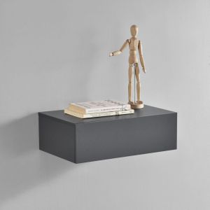 &Eacute;tag&egrave;re Murale pour Chambre avec 1 Tiroir Gris Fonc&eacute; 46 x 30 x 15cm [en casa]