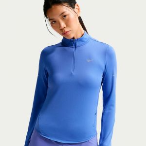 Nike Swift Half-Zip Longsleeve Maillot de course Femmes-bleu, argent, Taille L