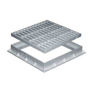 First Plast Grille de sol PVC renforcée avec cadre anti-choc 450x450mm 37KN - Gris -