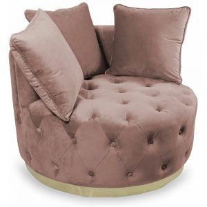 Image de Cotecosy MENZZO Fauteuil rond capitonné Timeo Velours Rose