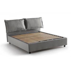 Lit coffre double 140x200 cm en tissu gris