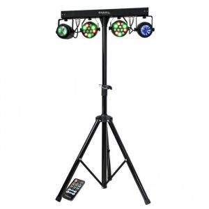 Ibiza Light Portique Lumières DJLIGHT60 2 Projecteurs PAR 12 LED RVBB de 1W, 2 Moon Flower à LED RGBWA, DMX, Télécommande