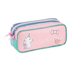 Viquel Trousse scolaire 2 compartiments licorne BUBBLES - Rose - Enfant Fille