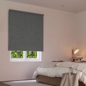 Madeco Store - Store enrouleur occultant tissu double face - Gris foncé - L64 x H190cm