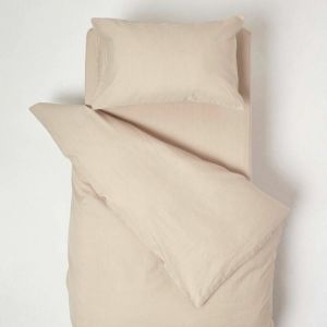 Homescapes - Parure de lit enfant en lin lavé Beige, 120 x 150 cm