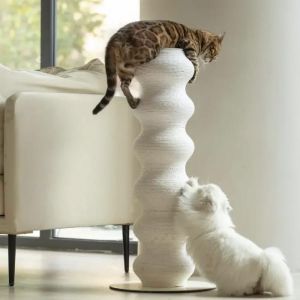 16,9x6,3x35zoll Griffoir Incurv&eacute; Pour Chat,R&eacute;sistant &Agrave; L'Usure,Convient Aux Chats Seuls Ou &Agrave; Plusieurs Chats,Arche &Agrave; Gratter Et &Agrave; Grimper Pour Chat Xxl En Rotin Robuste Et &Eacute;cologique,Blanc
