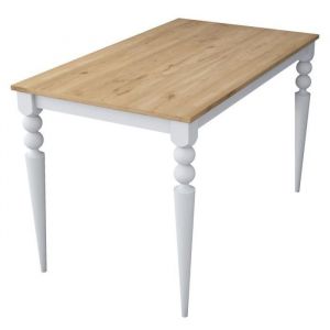 Cotecosy Homitis - Table &agrave; manger JA104 noyer/blanc - 120x73x8x70 cm