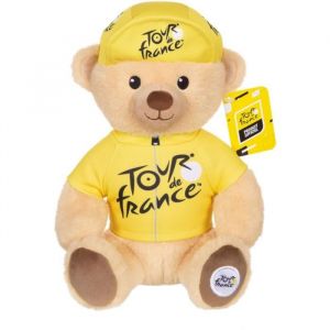Gipsy Toys &ndash; Peluche Ours &laquo; Maillot et Casquette vainqueur &eacute;tape Jaune &raquo; 24 cm &ndash; Peluche Officielle du Tour de France. Faites Entrer la Magie du Tour chez Vous.