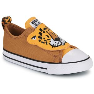 Converse Baskets basses enfant CHUCK TAYLOR ALL STAR ONE STRAP LEOPARDS EASY-ON Marron - Taille 20,21,22,23,24,25,26