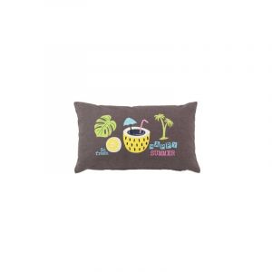 Coussin Déco "Happy Place" 30x50cm Taupe Prix