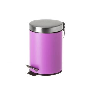 Image de Wadiga Poubelle Ronde à Pédale en Métal violet - 3L