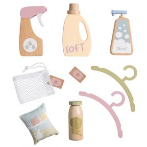 Howa Accessoires pour poupée lessive bois, 10 pièces