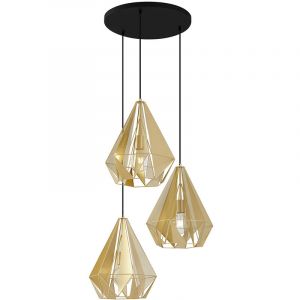 Qazqa Carcass - Suspension - 3 lumi&egrave;re - &Oslash; 45 cm - Dor&eacute; - Rustique - &eacute;clairage int&eacute;rieur - Salon I Chambre I Cuisine I Salle &agrave; manger - Dor&eacute;