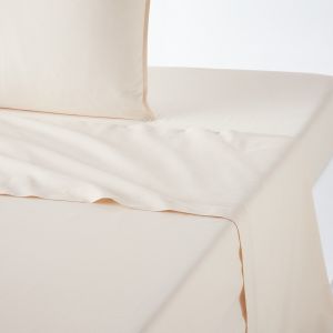 Drap plat uni en coton lavé, Scenario Craie Taille 240x290 cm;270x290 cm