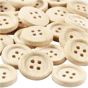 Creotime Boutons en bois - 23 mm - 30 pcs