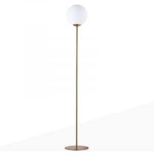 Barcelona led Lampadaire globe en verre et m&eacute;tal dor&eacute; "BAILEY" - E27