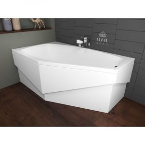 Baignoire Bain d'angle 140x80 Gauche avec tablier en acrylique, Siphon de bain et pieds (support) - Set 4en1 - Fabriqué en ue Badland marika