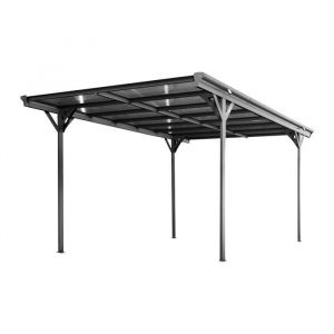 Carport aluminium. polycarbonate et acier inoxydable 15m² anthracite - 1 voiture max. - Le Born