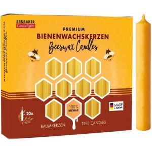Brubaker Bougies de No&euml;l en Cire dabeille 100% - Lot de 100 - Id&eacute;ales pour Sapin & Pyramide de No&euml;l - &Oslash; 125 cm - Jaune/Miel
