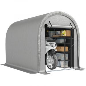 Outsunny Abri de jardin - tente de stockage - anti-UV pour moto et tondeuse - acier galvanis&eacute; et PE - 159x240x185cm - gris clair
