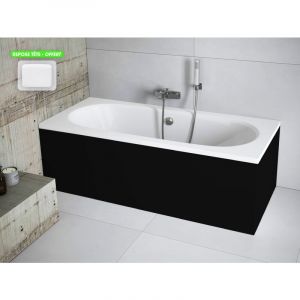 Baignoire rectangulaire 170 x 75 cm - avec Tablier Noir Mat et Repose T&ecirc;te OFFERT VITAE
