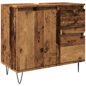 VidaXL Armoire De Lavabo De Salle De Bain Vieux Bois 65x33x60 Cm