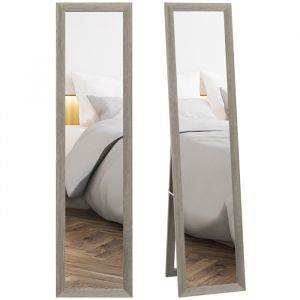 Homcom Miroir sur pied et mural rectangulaire dim. 37L x 40l x 157H cm aspect bois gris