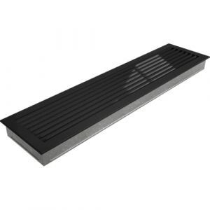 Kratki Grille de Ventilation Fresh | 17x70cm | Noir | Grille &agrave; air Chaud avec Lames en Acier | Grille d'extraction pour Ventilation de chemin&eacute;e | pour Chaque Type d'int&eacute;rieur