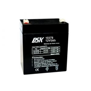 DSK 10378 - Batterie au plomb AGM terminal F2 rechargeable et scellée avec 12 V 5 Ah. Batterie idéale pour alarmes domestiques et industrielles, jouets électriques pour enfants, appareils de mobilité,