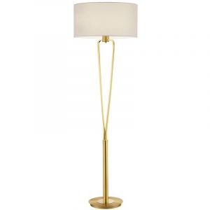 Trio Lampadaire Paris ii en Laiton Satiné avec Abat-jour et Interrupteur h. 160cm