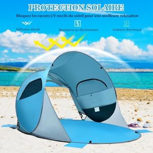 Tente de plage giantex bleu 220 x 159 x 115 cm anti-UV pliable