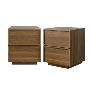 Table de chevet effet bois 2 tiroirs noyer (lot de 2)