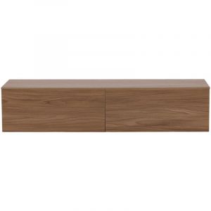 Meuble TV suspendu 2 tiroirs en bois L160cm - Bois fonc&eacute; - FRIHAMN