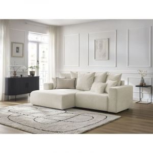 Bobochic Canapé d'angle convertible Canapé d'angle convertible coffre atilla tissu chiné Angle gauche Blanc