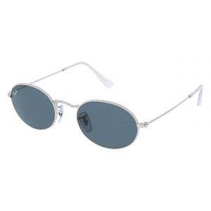 Ray-Ban Ray - Ban Unisex RB3547 OVAL 003/R5 Lunettes de soleil Métal Argent Bleu Ronde Normale