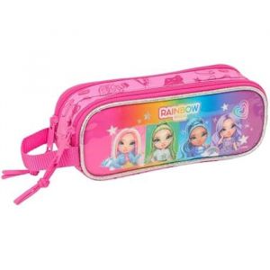 Image de Safta Rainbow High Shine Trousse Double pour Enfant, idéale pour Les Enfants d'âge Scolaire, Confortable et Polyvalente, qualité et résistance, 21 x 6 x 8 cm, Multicolore, M, Décontracté