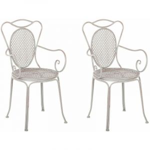 Beliani Lot de 2 chaises de jardin bistrot en m&eacute;tal gris CILENTO