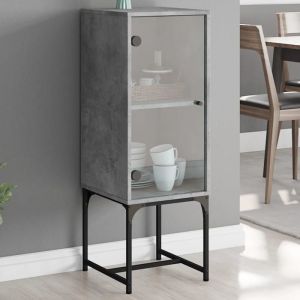 VidaXL Armoire latérale avec porte en verre gris béton 35x37x100 cm